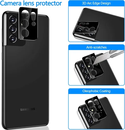 Vista 5 de LYWHL Paquete de 2 + 2 protectores de pantalla de privacidad para Samsung Galaxy S21 Ultra [compatible con identificación de huellas dactilares]
