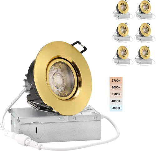 Vista 15 de POPANU Foco giratorio de cardán empotrado sin canless de 5 CCT de 3 pulgadas, lámpara de techo de globo ocular de 3 pulgadas, luces empotrables Negro