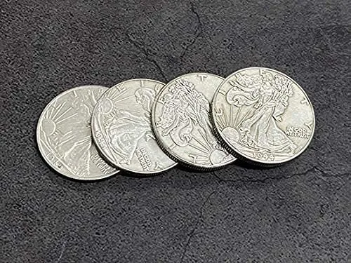 Vista 3 de SUMAG Cuatro en uno Walking Liberty Half Dollar Set Magic Tricks Coin Appear Vanish Magic for Magicians Accesorio Close up Ilusión Mentalismo Props