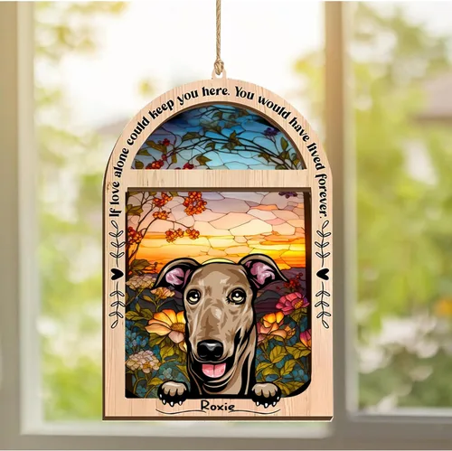 Vista 213 de LOVELYPOD Adorno de Navidad personalizado de sabueso afgano, atrapasoles con nombre, regalos de pérdida de mascotas, regalos para amantes