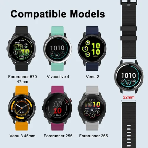 Vista 4 de ISABAKE Correa de repuesto para reloj Polar Ignite para Garmin vivoactive4 / Active de 0.866 in de liberación rápida de silicona