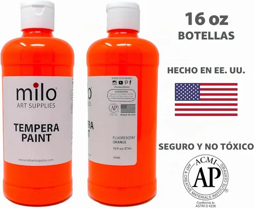 Vista 2 de milo Juego de pintura de témpera lavable fluorescente, 6 colores UV neón