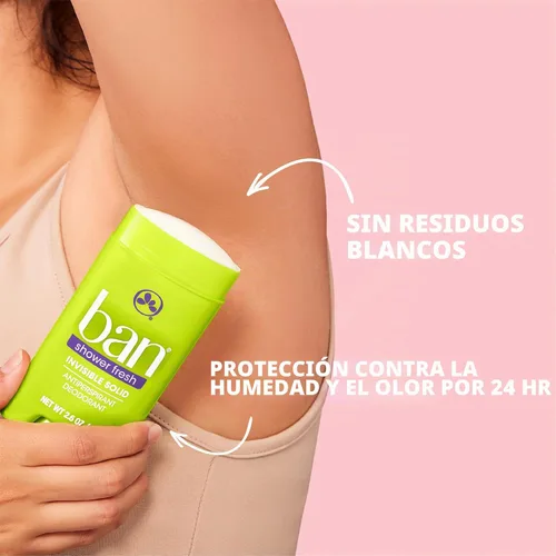 Vista 2 de Ban Desodorante antitranspirante sólido invisible, ducha fresca, paquete