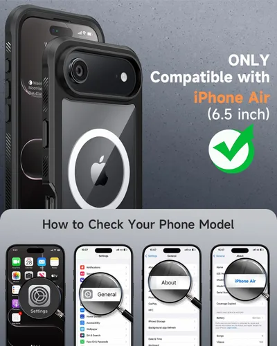 Vista 4 de seacosmo Funda para iPhone Air, Parachoques de Cuerpo Completo con Pantalla de Vidrio Templado 9H Integrada y Protector de Lente de Cámara