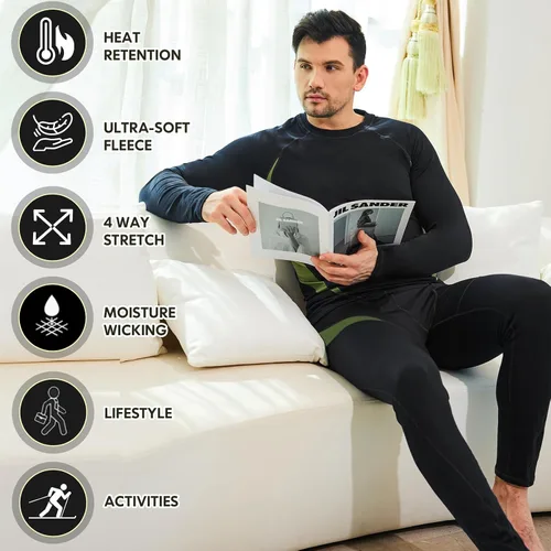 Vista 4 de romision Thermal Underwear for Men Long Johns Fleece Lined Hunting Gear Bottom Top Set Base Layer for Cold Weather XS-4XL