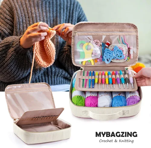 Vista 7 de Kit de Ganchillo Inicial MYBAGZING para Principiantes con Bolsa de Almacenamiento de Hilo, 10 Ganchos de Ganchillo 2.0-6.0 mm, 10 Madejas de Hilo