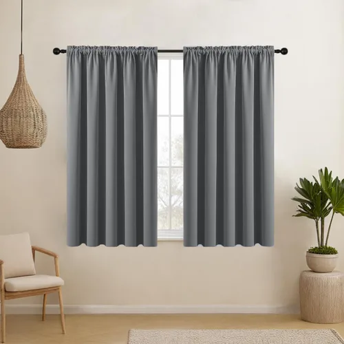 Vista 15 de CUCRAF Cortinas opacas cortas para oscurecer la habitación, paneles de cortina para ventana, bolsillo para cortinero, cortinas sólidas