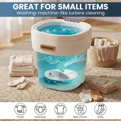 Vista 9 de lavadora portátil 15L pequeña lavadora portátil para ropa interior Paños delicados y ropa ligera Idel para apartamento Dormitorios Hotel y Camping