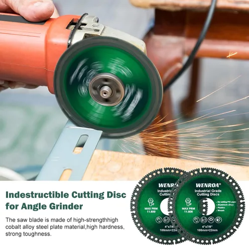 Vista 5 de Paquete de 2 discos indestructibles de 4 pulgadas para amoladora, disco de corte para amoladora angular, compatible con eje de 7/8 pulgadas, hojas