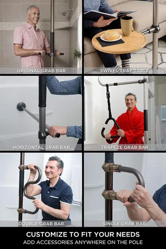 Vista 7 de Signature Life Sure Stand Pole and Extension Piece Bundle, poste de transferencia de piso a techo montado en tensión para ancianos, barra
