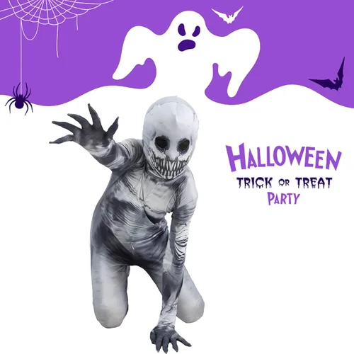 Vista 2 de Disfraz de rastrillo para niños, disfraz de Halloween, traje aterrador, fiesta, cosplay, niños y niñas de 4 a 14 años