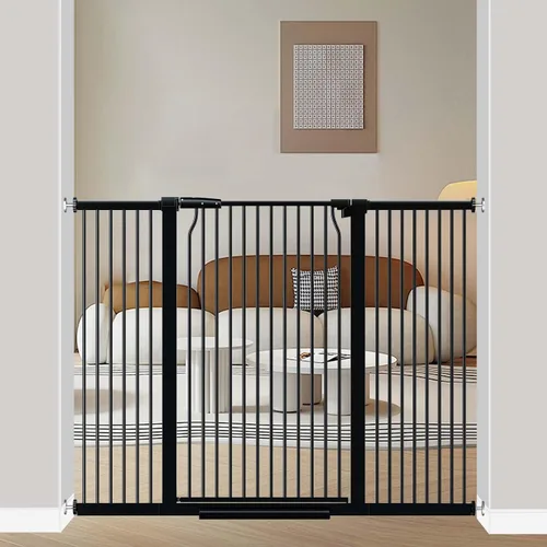 Vista 26 de 40.5" Puerta de bebé extra alta, puerta para mascotas de 29.6"-32.5" extra ancha Montada a presión, Barrera interior a prueba de cachorros, Puerta