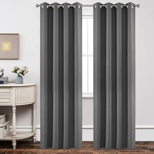 Vista 88 de Joydeco - Juego de 2 paneles de cortinas opacas de 63 pulgadas, 2 cortinas largas con aislamiento térmico burg, cortinas de oscurecimiento