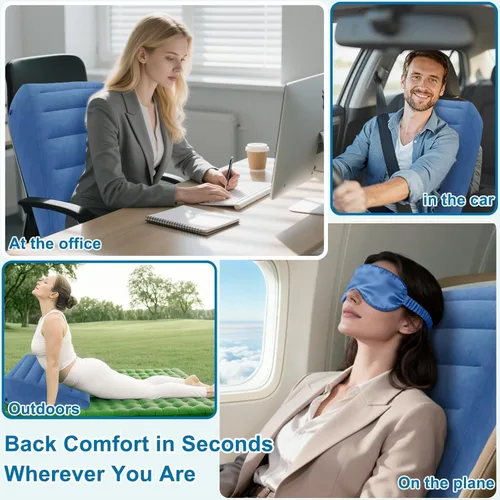 Vista 6 de Almohada inflable de cuña, ligera, rápida de inflar y desinflar, soporte cómodo para espalda y cuello, cama inflable ideal para almohadas sobre