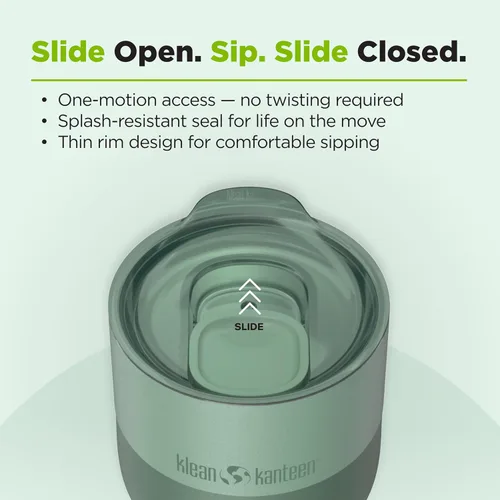 Vista 5 de Klean Kanteen Vaso de 8 oz Rise Lowball – Vaso aislado de acero inoxidable – Tapa deslizante a prueba de salpicaduras – Climate Lock aislado al