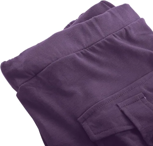 Vista 8 de Pantalones de chándal Mujer botones Leggings Cintura elástica y bolsillos Pantalones Largos recortados para Yoga
