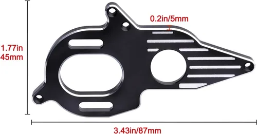 Vista 2 de Adaptador de placa de montaje de motor ajustable de aluminio para 1/10 Arrma Granite Mega Typhon Big Rock Senton 3S y Kraton Outcast 4S (negro)