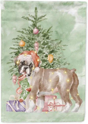 Vista 100 de Caroline's Treasures CK8213GF Bulldog Inglés #2 Regalos de Navidad y árbol de jardín Bandera de buzón Bandera decorativa para patio exterior, patio