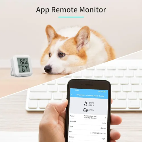 Vista 4 de THIRDREALITY Sensor de temperatura y humedad Zigbee con pantalla LCD digital, requiere concentrador ZigBee, registros de aplicaciones, monitoreo