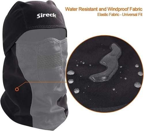 Vista 7 de Sireck Pasamontañas para clima frío máscara de esquí resistente al agua y al viento máscara térmica de forro polar para caza ciclismo motocicleta