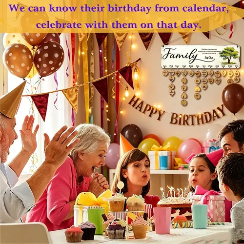 Vista 2 de Regalos de cumpleaños para mamá y abuela, calendario de madera con placa de recordatorio de cumpleaños familiar para colgar en la pared, presente A.