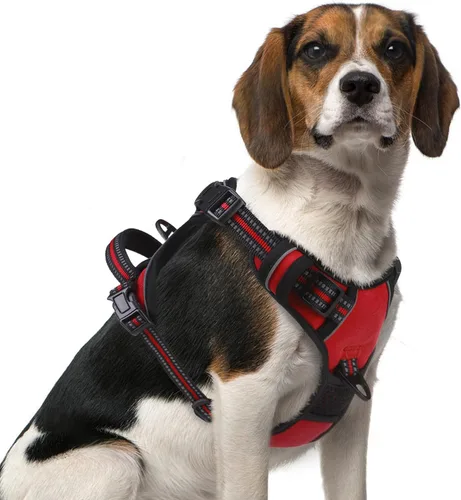 Vista 21 de PUPTECK Arnés táctico sin tirones para perro, tamaño mediano, arnés reflectante ajustable con asa para perro, de fácil control, cómodo y suave
