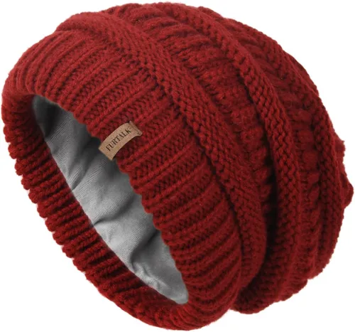 Vista 26 de FURTALK Gorros de invierno para mujer, con forro polar, gorro de punto holgado y cálido, gorro de esquí