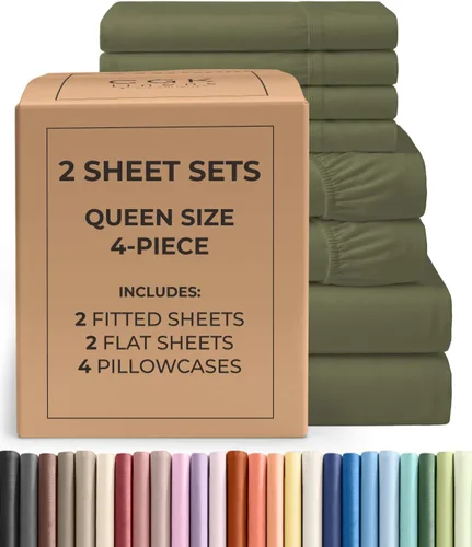 Vista 114 de Pack of 2, Twin Size 3 Piece Sheet Set - Breathable & Cooling - White