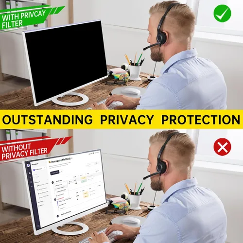Vista 2 de Paquete de 2 filtros de pantalla de privacidad de computadora de 24 pulgadas para monitor 16:9, anti-luz azul, anti-UV, bloqueo de luz azul