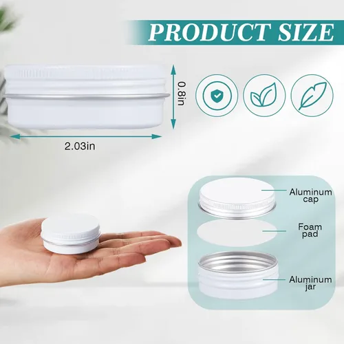 Vista 2 de Latas de alumbre de 1 oz con tapa a granel para bálsamo labial Blanco