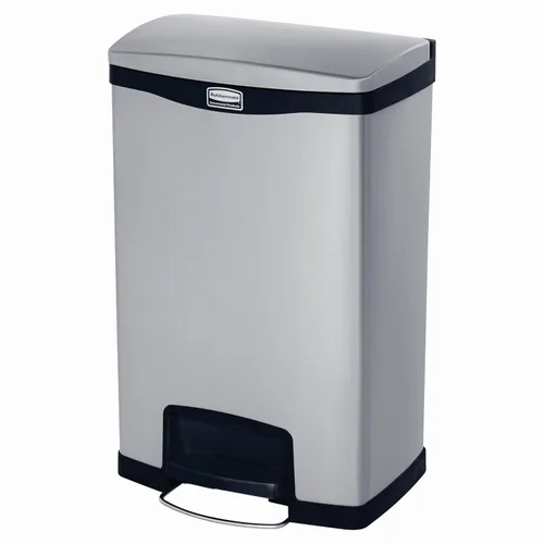 Vista 18 de Papelera acero inoxidable con pedal Rubbermaid Commercial Slim Jim, Negro (Black Trim), 1