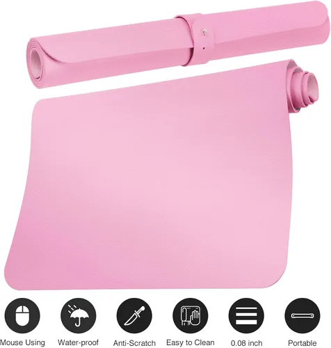 Vista 3 de Boutilon Protector de cuero para escritorio, alfombrilla de mouse antideslizante, alfombrilla de escritorio para laptop, alfombrilla de mouse
