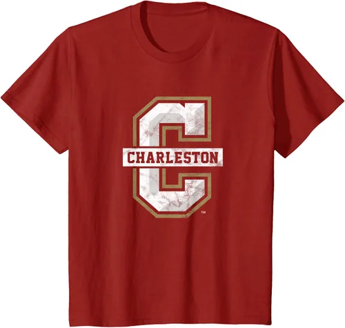 Vista 4 de College of Charleston Cougars Camiseta de primaria envejecida, Rojo