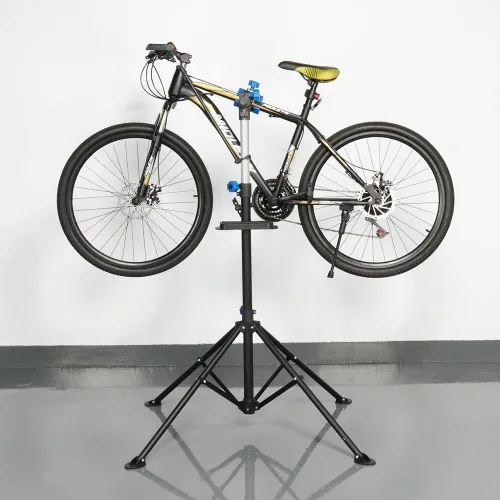 Vista 3 de Yaheetech Soporte para reparación de bicicletas - Soporte de taller para bicicletas de altura ajustable con bandeja de herramientas para bicicletas
