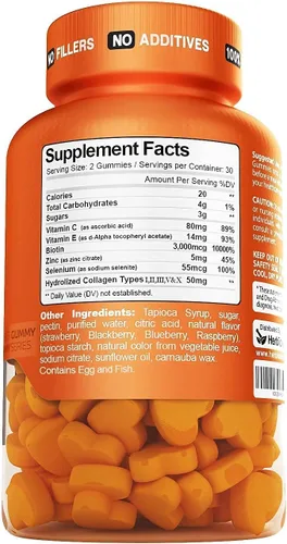 Vista 3 de Herbtonics Gomitas de colágeno múltiple con cápsulas de colágeno múltiple tipo I, II, III, V y X, péptidos de proteínas y complejo de órganos