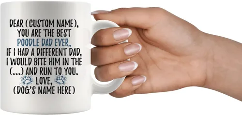 Vista 4 de Taza personalizada de Poodle Dads, Poodle Daddy, dueño de caniche, hombre de perro caniche, regalo para papá caniche (11 onzas)