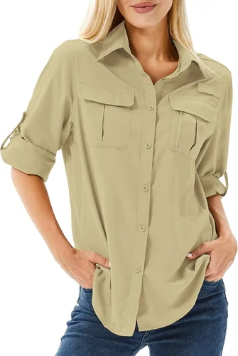 Vista 31 de Camiseta de Manga Larga para Mujer con Protección Solar UPF 50 para Safari, Pesca, Senderismo