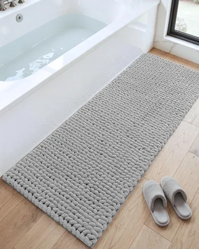 Vista 27 de DEXI Alfombrillas de baño para el baño 16x24, alfombra de baño antideslizante lavable, alfombrilla de baño de chenilla gruesa y suave absorbente