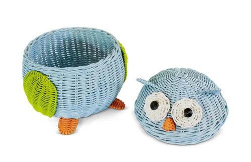 Vista 5 de G6 COLLECTION Cesta de almacenamiento de ratán con tapa, decoración decorativa para el hogar, organizador de estantes tejido a mano, lindo regalo
