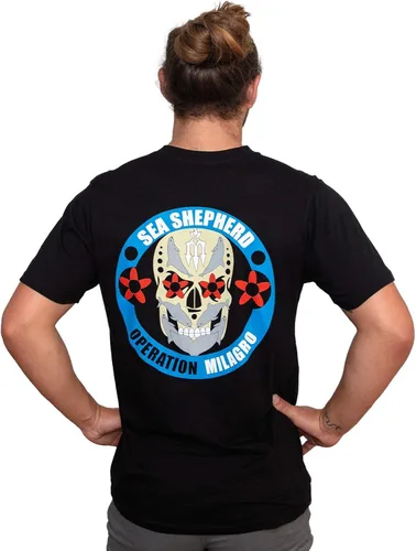 Vista 3 de Sea Shepherd Camiseta Operation Milagro para hombre Negro Negro