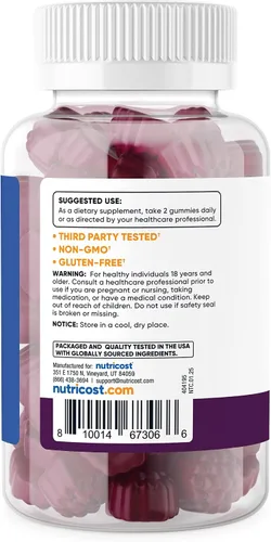 Vista 4 de Nutricost Gomitas de vitamina D3 5,000 UI (125 mcg), 120 gomitas – sabor a bayas mixtas, 60 porciones