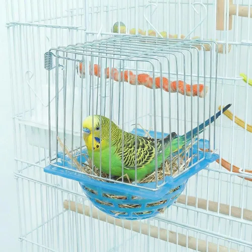 Vista 2 de Paquete de 4 nidos para eclosionar pájaros, jaula canaria, nido de cría de loros, cuenco de refugio de perlas con partición de alambre de púas