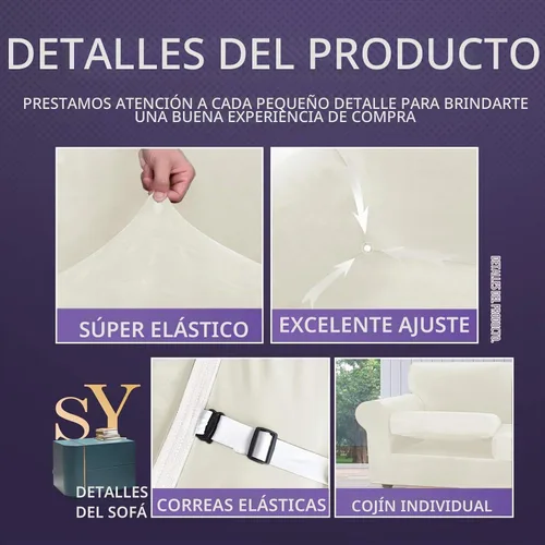 Vista 4 de ZNSAYOTX Fundas elásticas para silla de terciopelo de lujo con brazo, 2 piezas, para sala de estar, funda gruesa y suave, antideslizante, protector