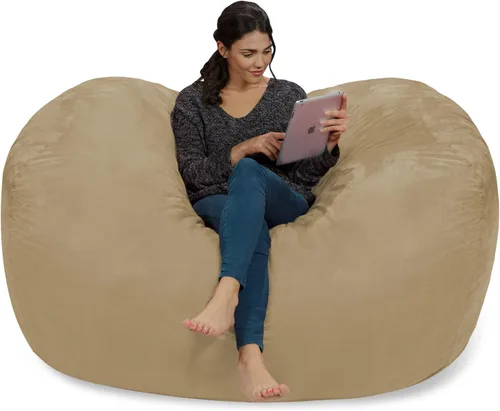 Vista 4 de Silla tumbona gigante de Chill Sack de 6 pies, bolsa para muebles de espuma viscoelástica y tumbona grande – sofá grande con funda de microfibra