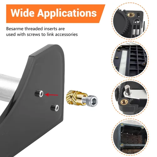 Vista 6 de Canitu 350 piezas de insertos roscados, M2/M2.5/M3/M4/M5/M6 rosca métrica hembra Kit surtido de tuercas moleteadas de latón para plástico