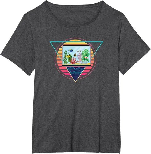 Vista 19 de Futuristic Fish Tank Synthwave Vaporwave Aquarium Aesthetic T-Shirt Negro