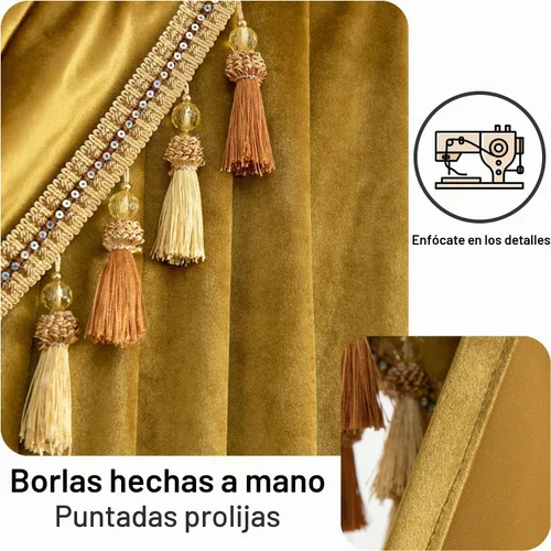 Vista 6 de VOGOL Cenefa de cortinas de terciopelo grueso para dormitorio, cenefas de cascada de lujo con aislamiento térmico dorado para sala de estar formal