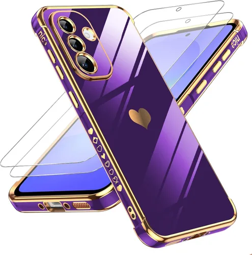 Vista 69 de LeYi Funda para Motorola-G 2025: Love Heart Plating Luxury, Negro