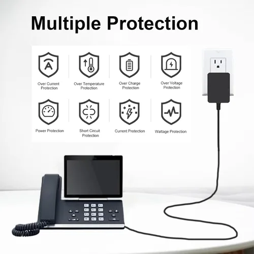 Vista 4 de Adaptador de corriente de repuesto para Yealink Phone PS5V2000US Fuente de alimentación compatible con Yealink T29G T54W T46U T46S T57W T48S T53W