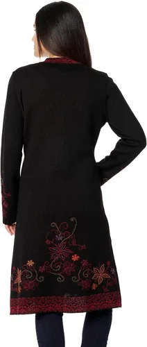 Vista 3 de Invisible World Women's Sweater Coat Baby Alpaca Embroidered Cardigan Ottoman